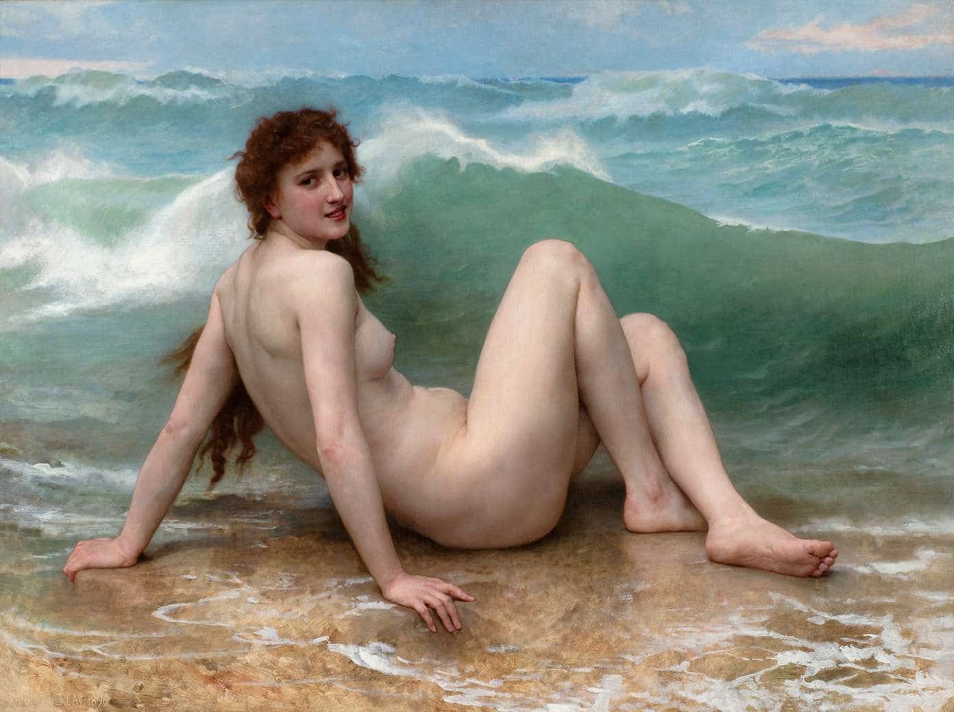 Image of nude female represented at an exhibition 'Bathers'